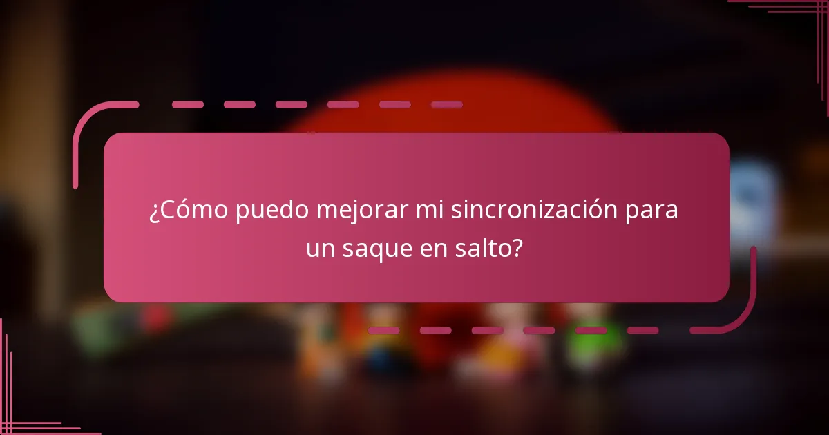 ¿Cómo puedo mejorar mi sincronización para un saque en salto?