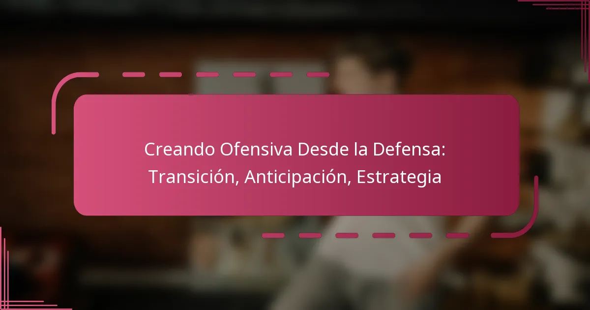 Creando Ofensiva Desde la Defensa: Transición, Anticipación, Estrategia
