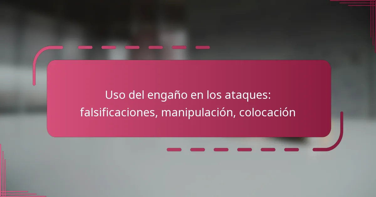 Uso del engaño en los ataques: falsificaciones, manipulación, colocación
