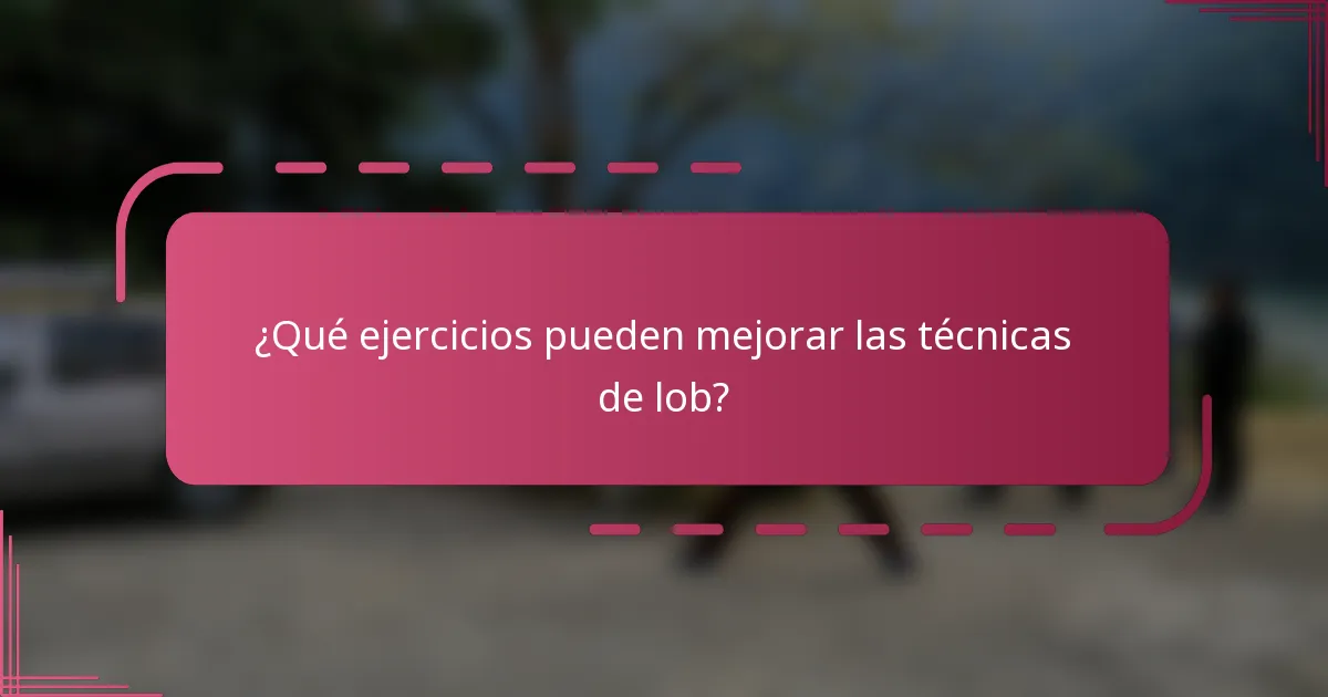 ¿Qué ejercicios pueden mejorar las técnicas de lob?